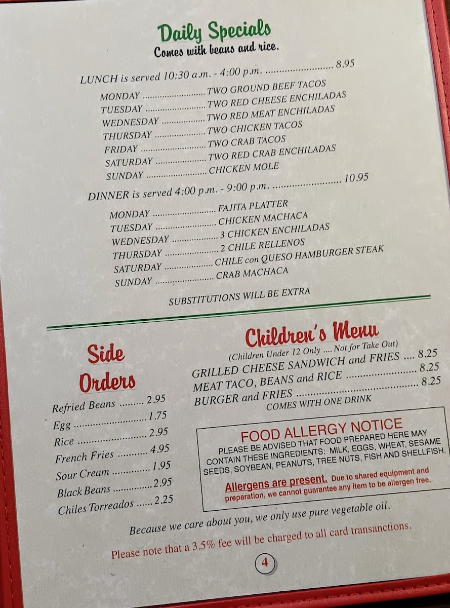 Kiki's Mexican Restaurant Photo Menu 4