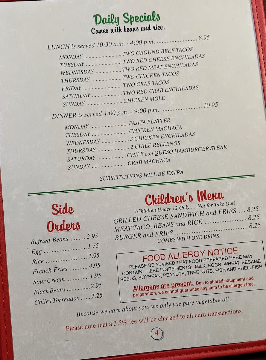 Kiki's Mexican Restaurant Photo Menu 5