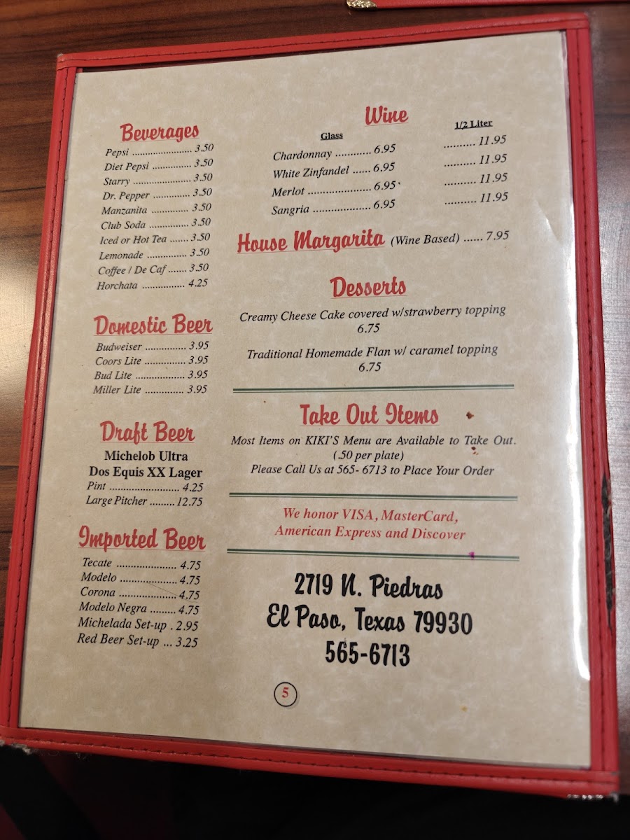 Kiki's Mexican Restaurant Photo Menu 9