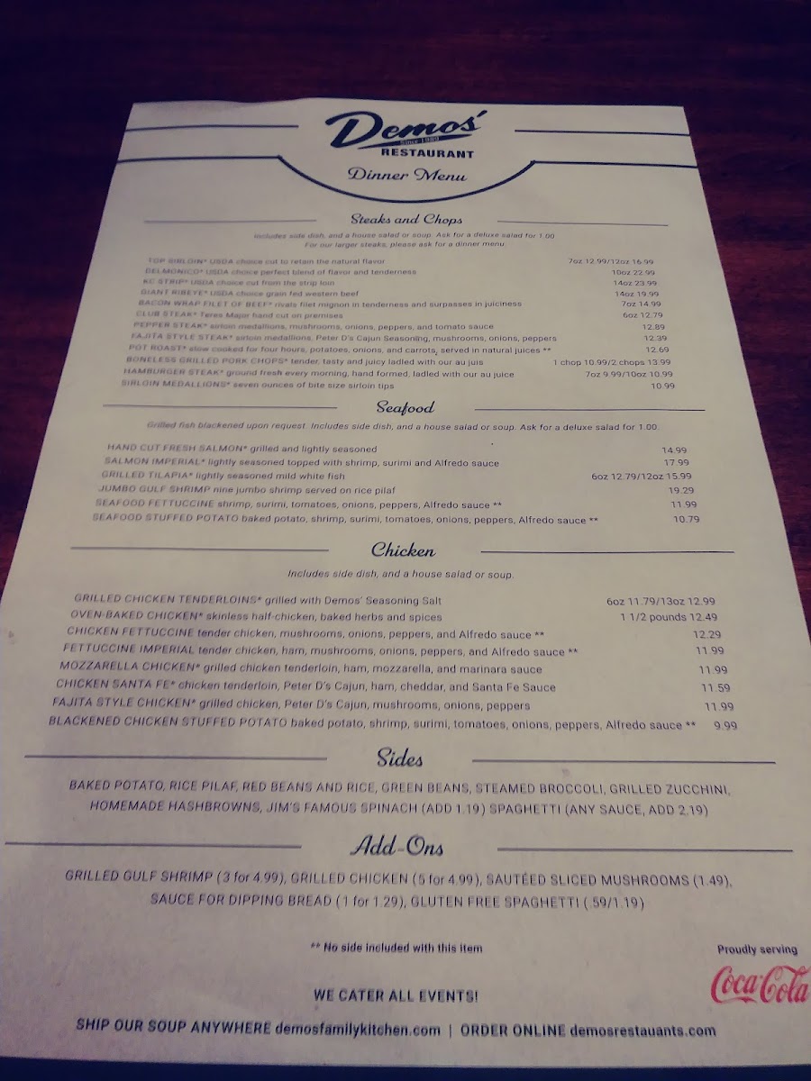 Demos' Restaurant Photo Menu 4