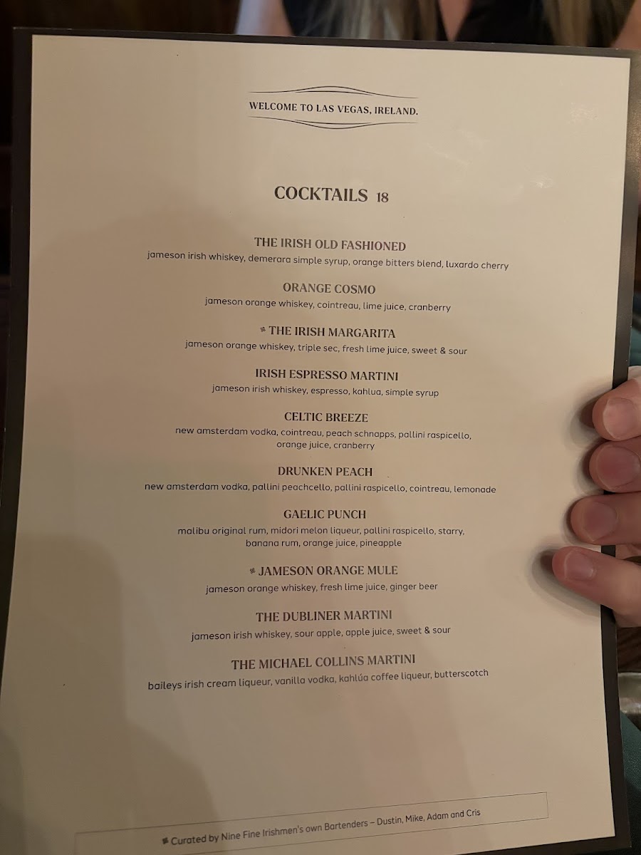 Nine Fine Irishmen Photo Menu 8
