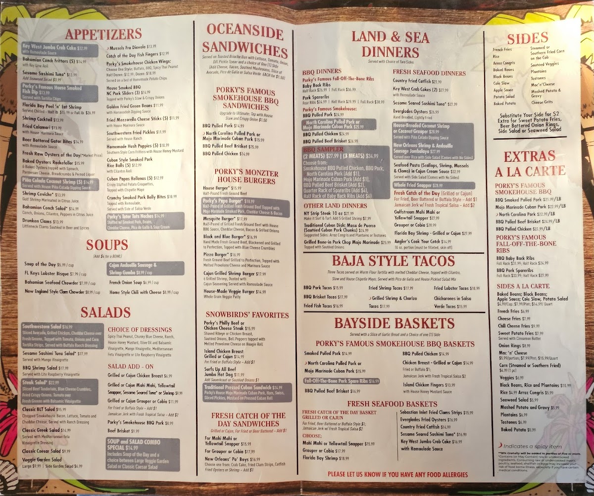 Porky's Bayside Restaurant and Marina Photo Menu 1