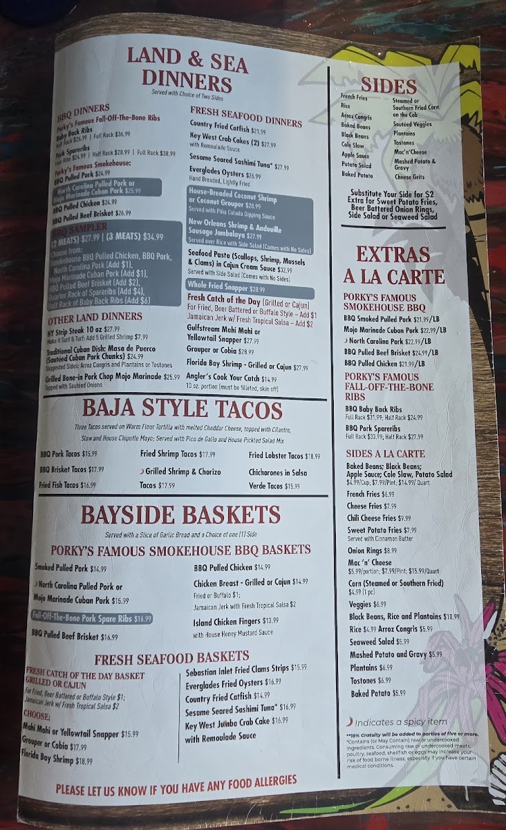 Porky's Bayside Restaurant and Marina Photo Menu 3