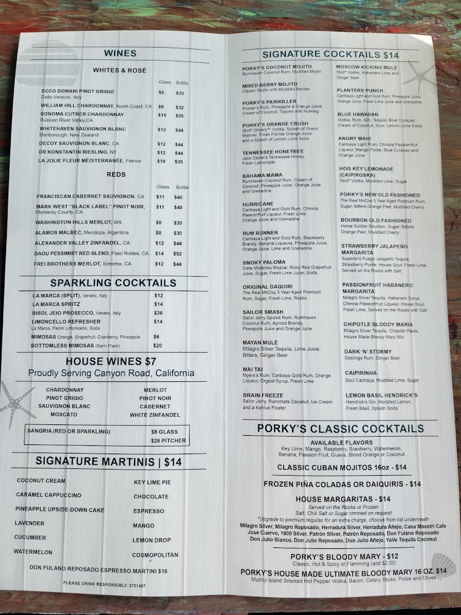 Porky's Bayside Restaurant and Marina Photo Menu 4