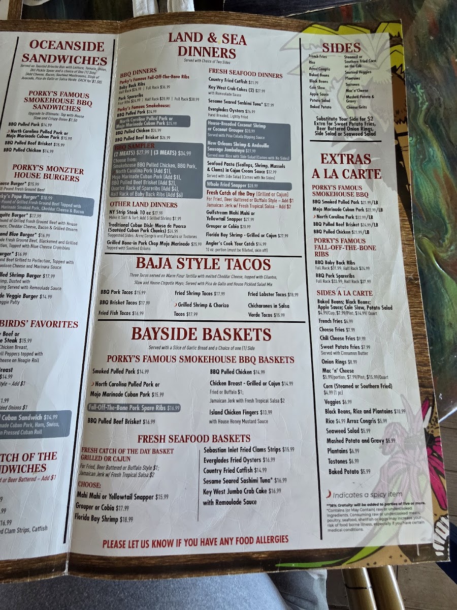 Porky's Bayside Restaurant and Marina Photo Menu 7