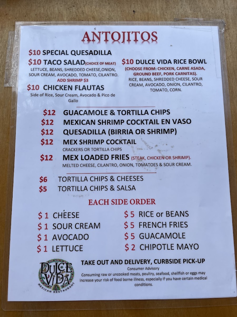 Dulce Vida Mexican Restaurant Photo Menu 8