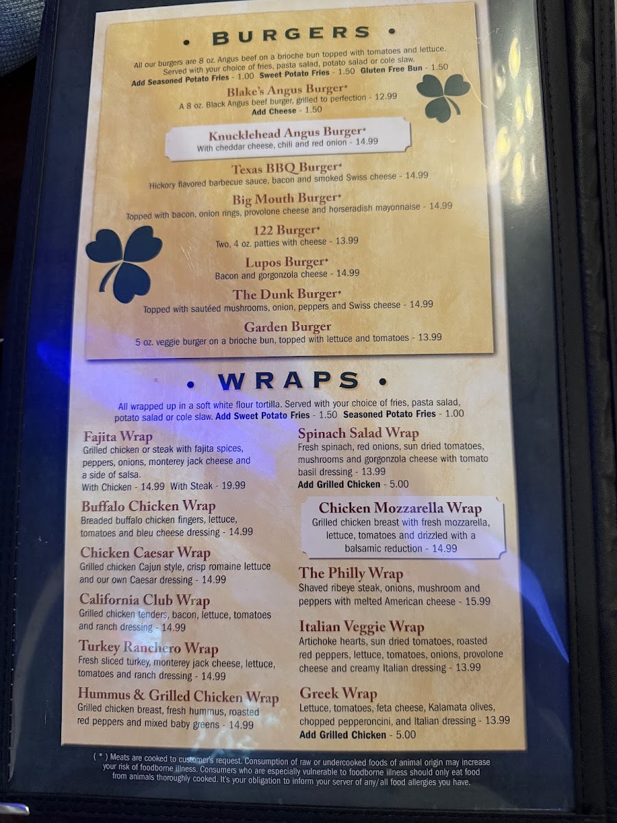 Blake's Tavern Photo Menu 6