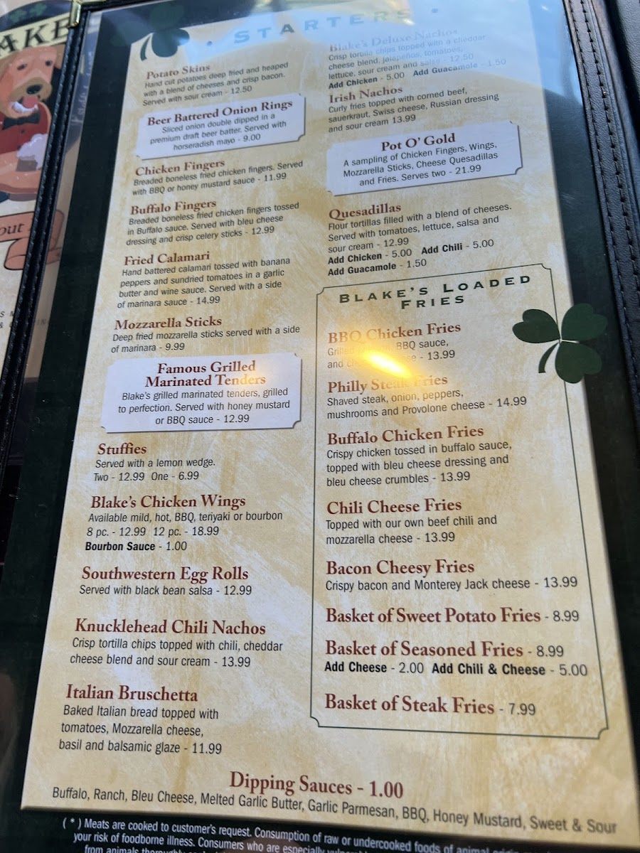 Blake's Tavern Photo Menu 9