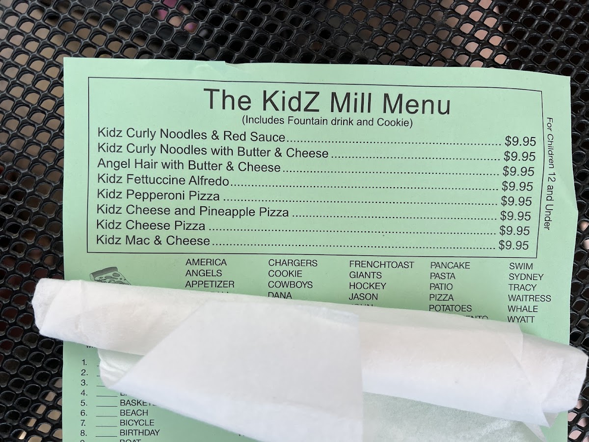 The Mill Restaurant Photo Menu 1