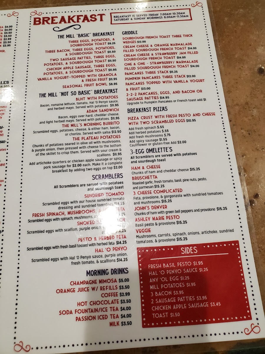 The Mill Restaurant Photo Menu 3
