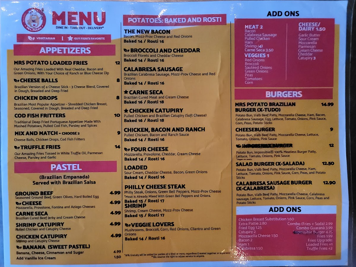Mrs. Potato Restaurant Photo Menu 10