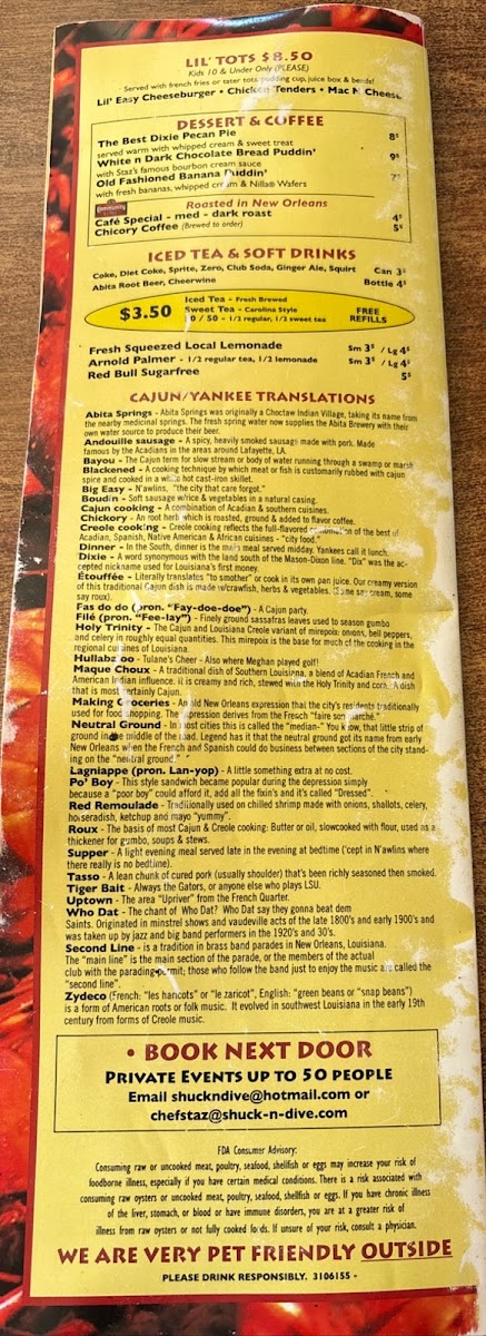 Shuck N Dive Photo Menu 4