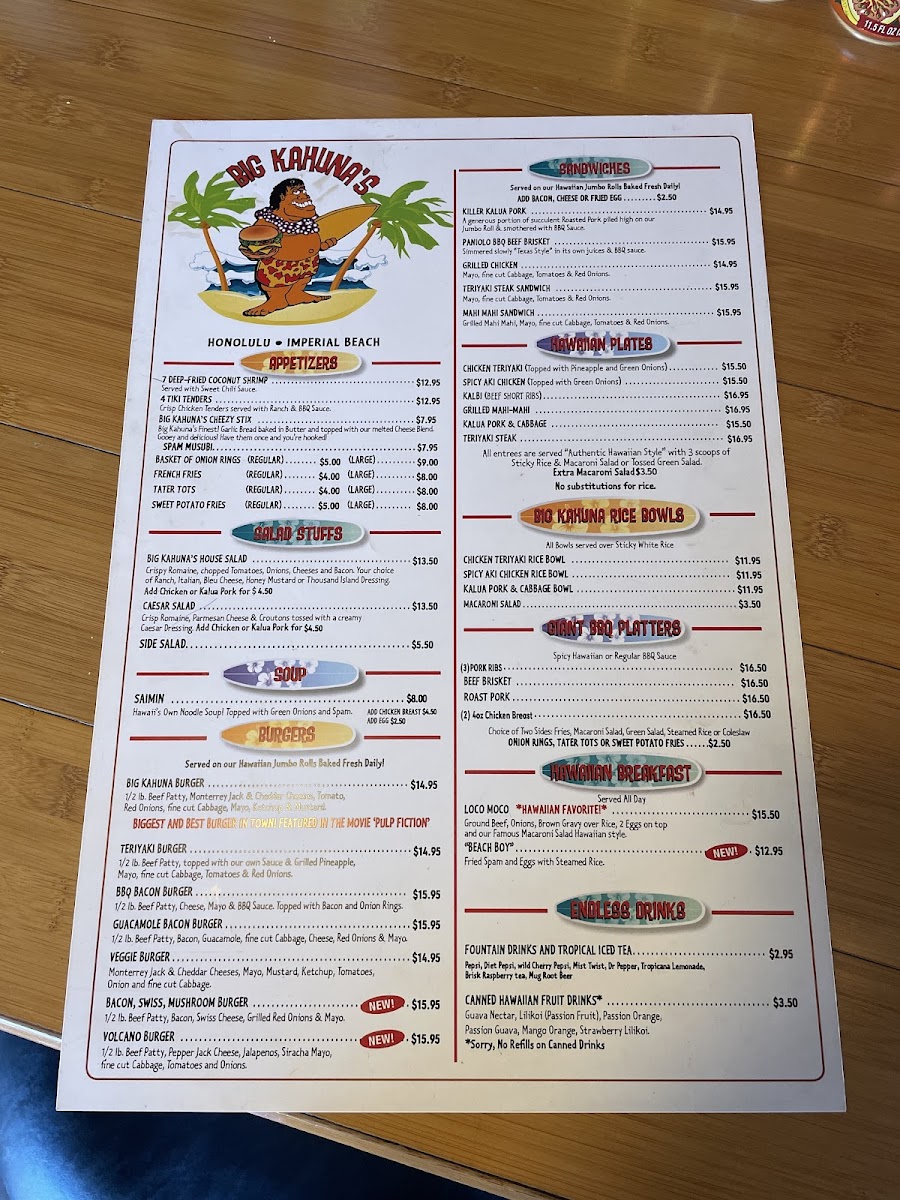 Big Kahuna's Photo Menu 5