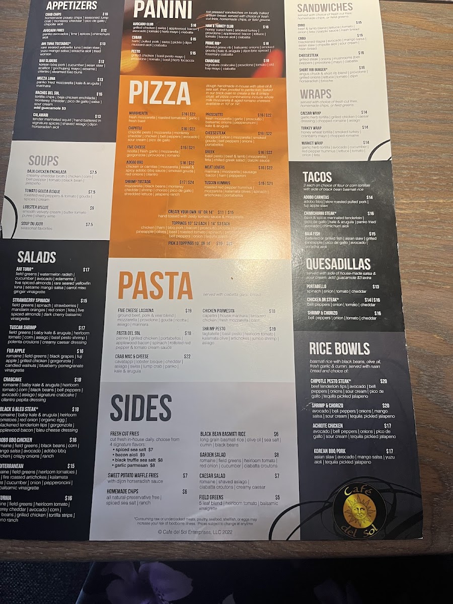 Cafe Del Sol Photo Menu 1