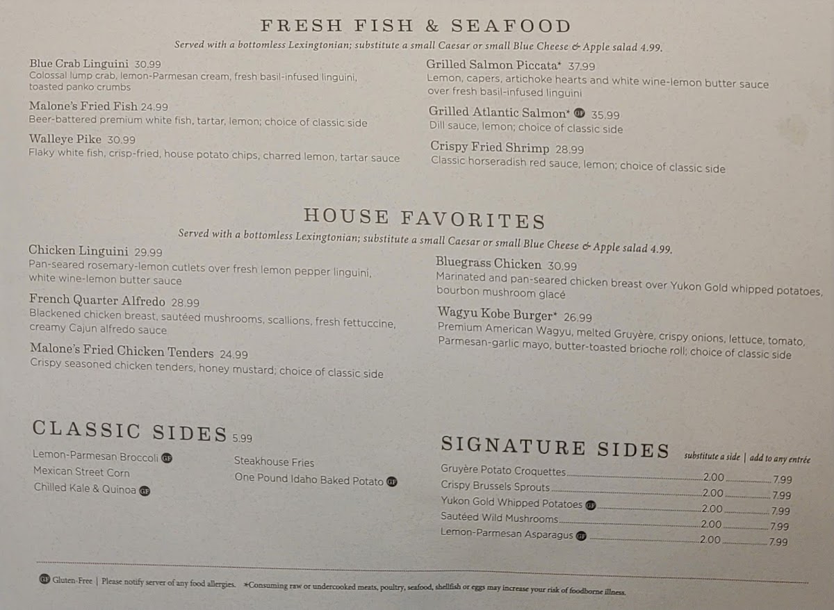 Malone's - Louisville Photo Menu 1