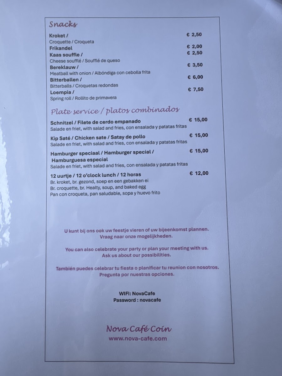 Nova café Coin Photo Menu 1