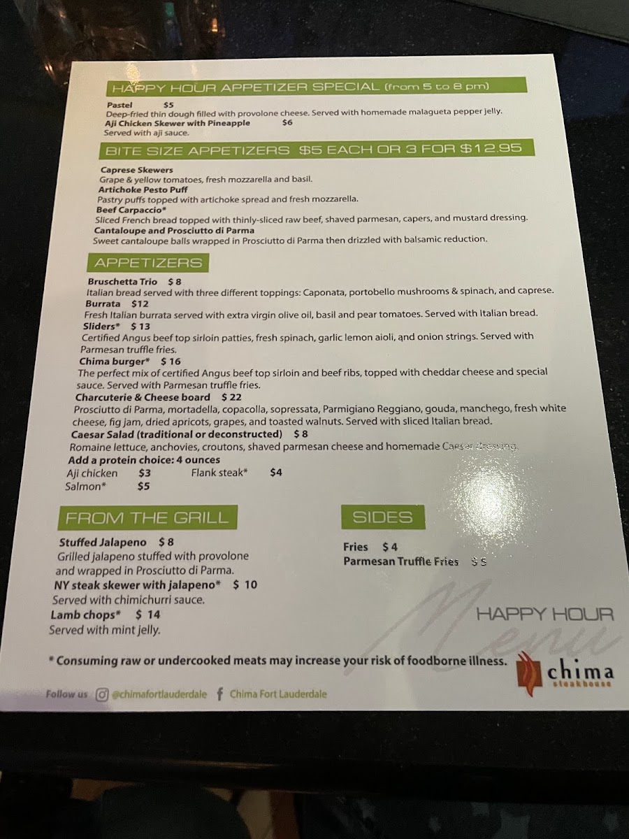 Chima Steakhouse Fort Lauderdale Photo Menu 6