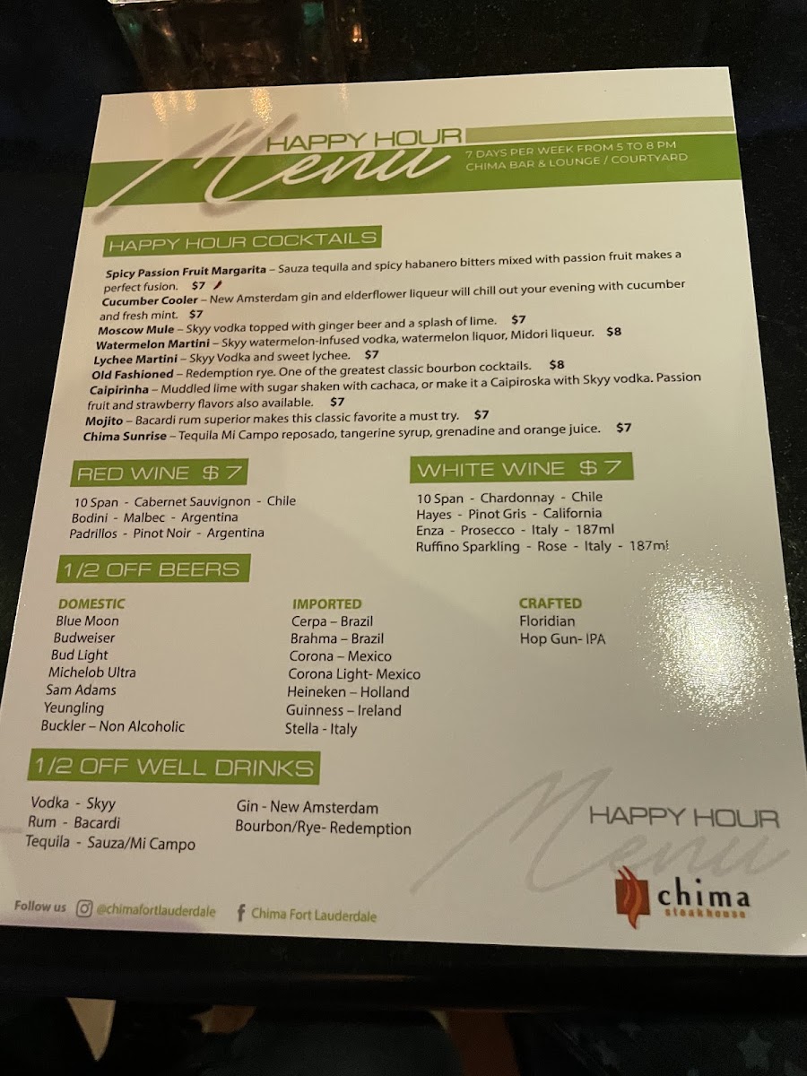 Chima Steakhouse Fort Lauderdale Photo Menu 7