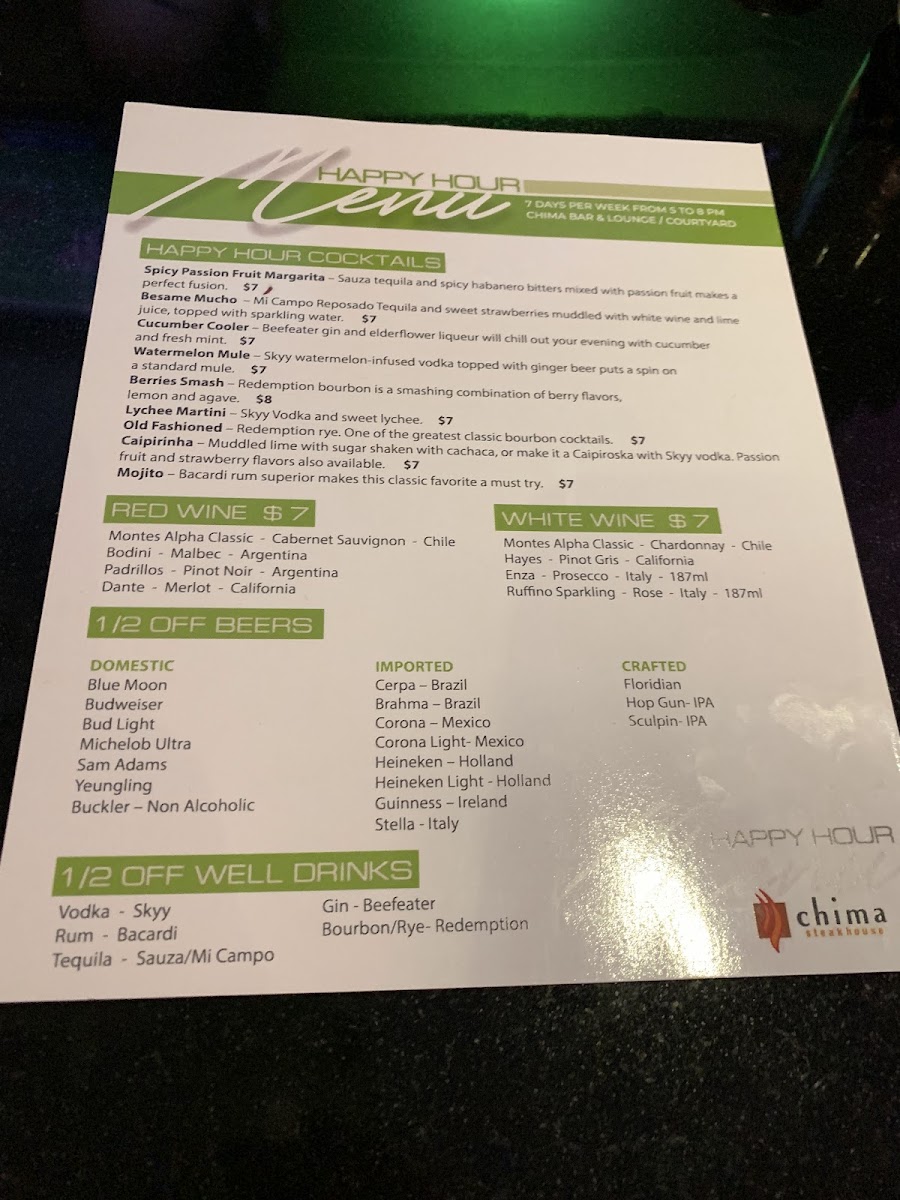 Chima Steakhouse Fort Lauderdale Photo Menu 9