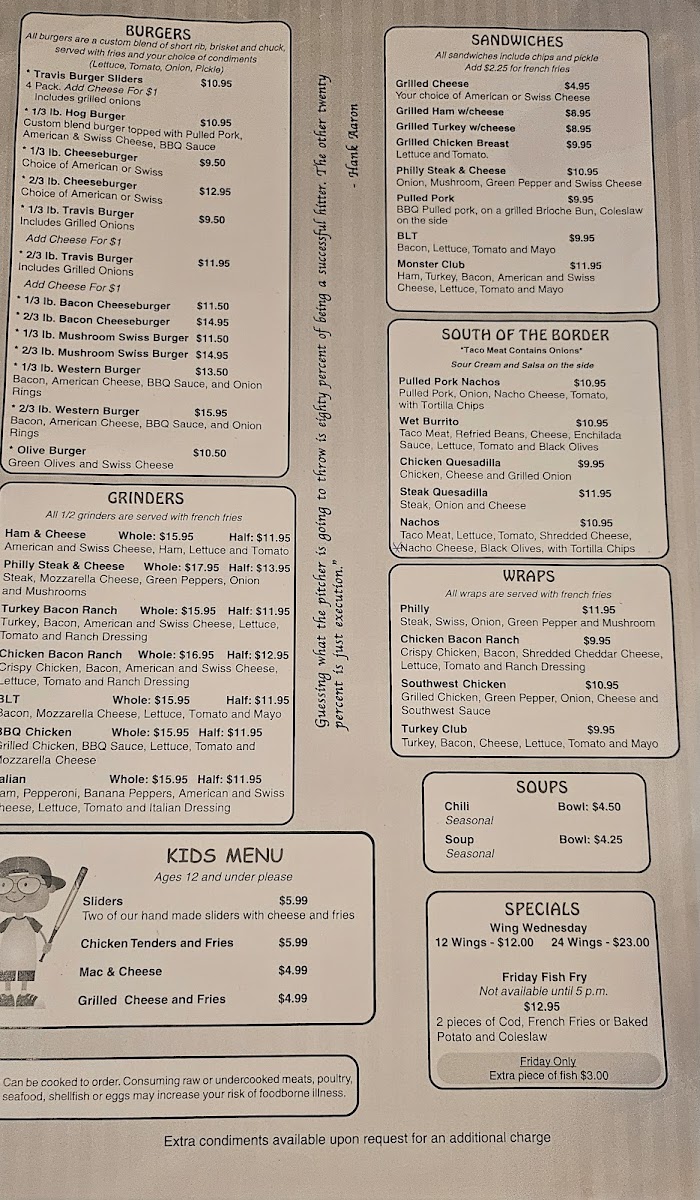 Chatters Bull Pen Photo Menu 2