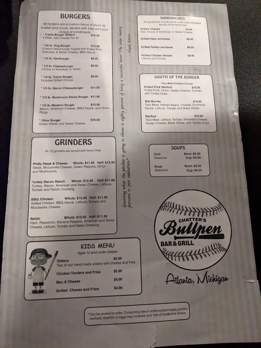 Chatters Bull Pen Photo Menu 7