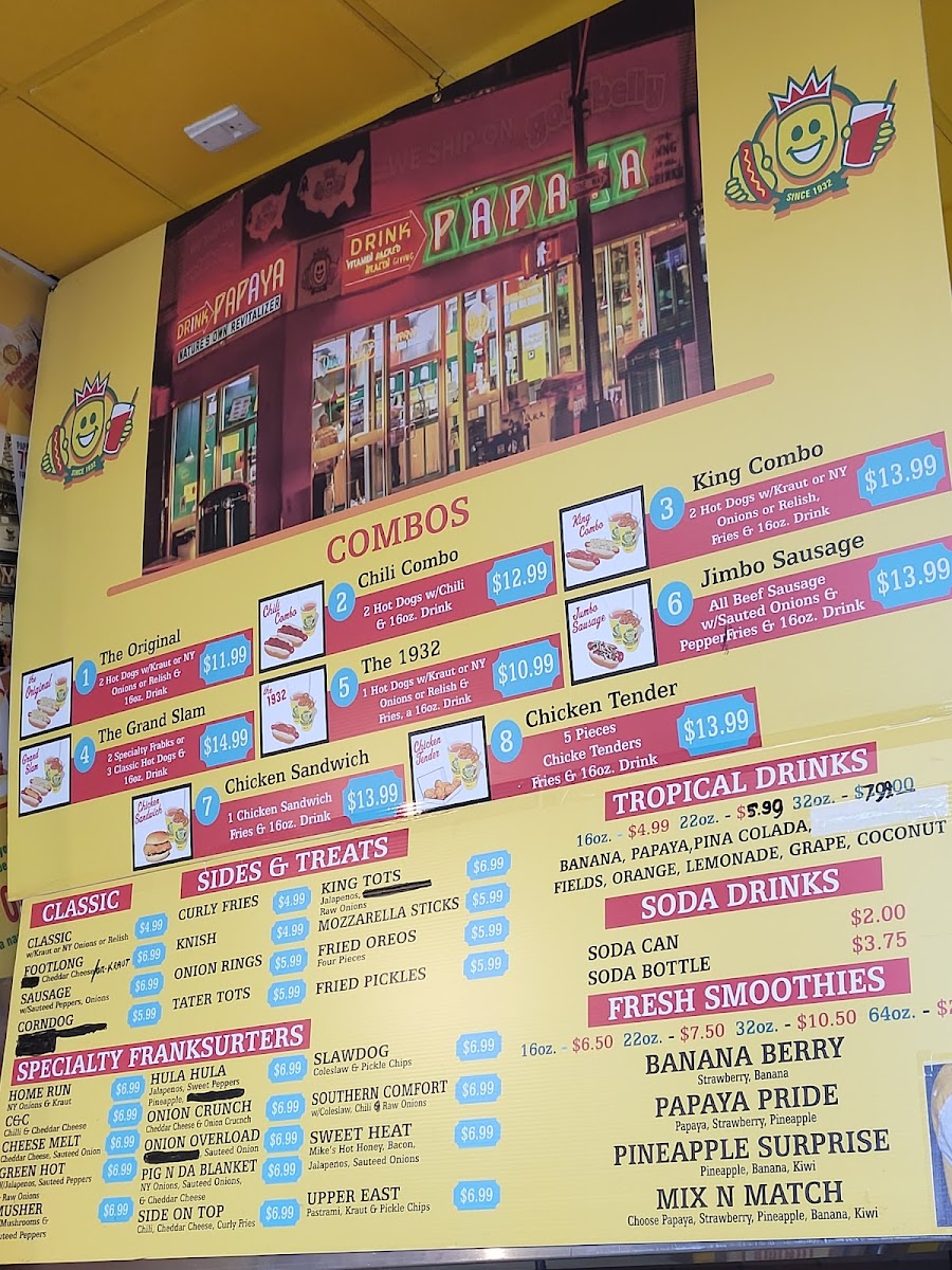 Papaya King Photo Menu 5