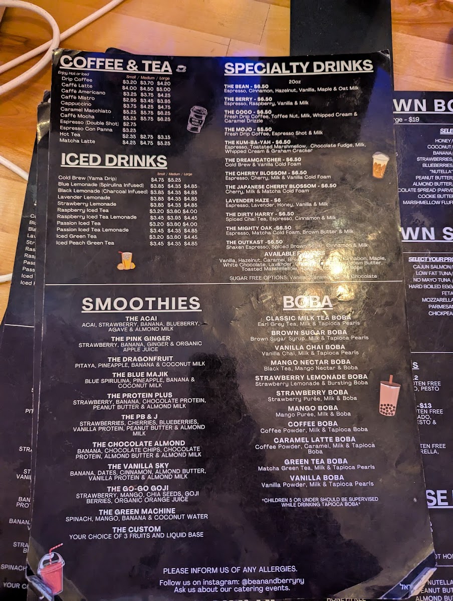 Bean & Berry Photo Menu 1