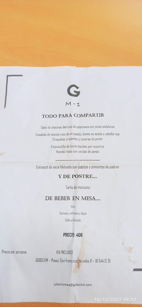 Restaurante Gobolem Photo Menu 4
