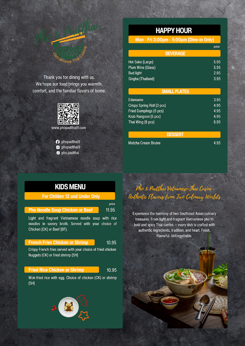 PHO & PADTHAI Vietnamese -Thai Cusine Photo Menu 1