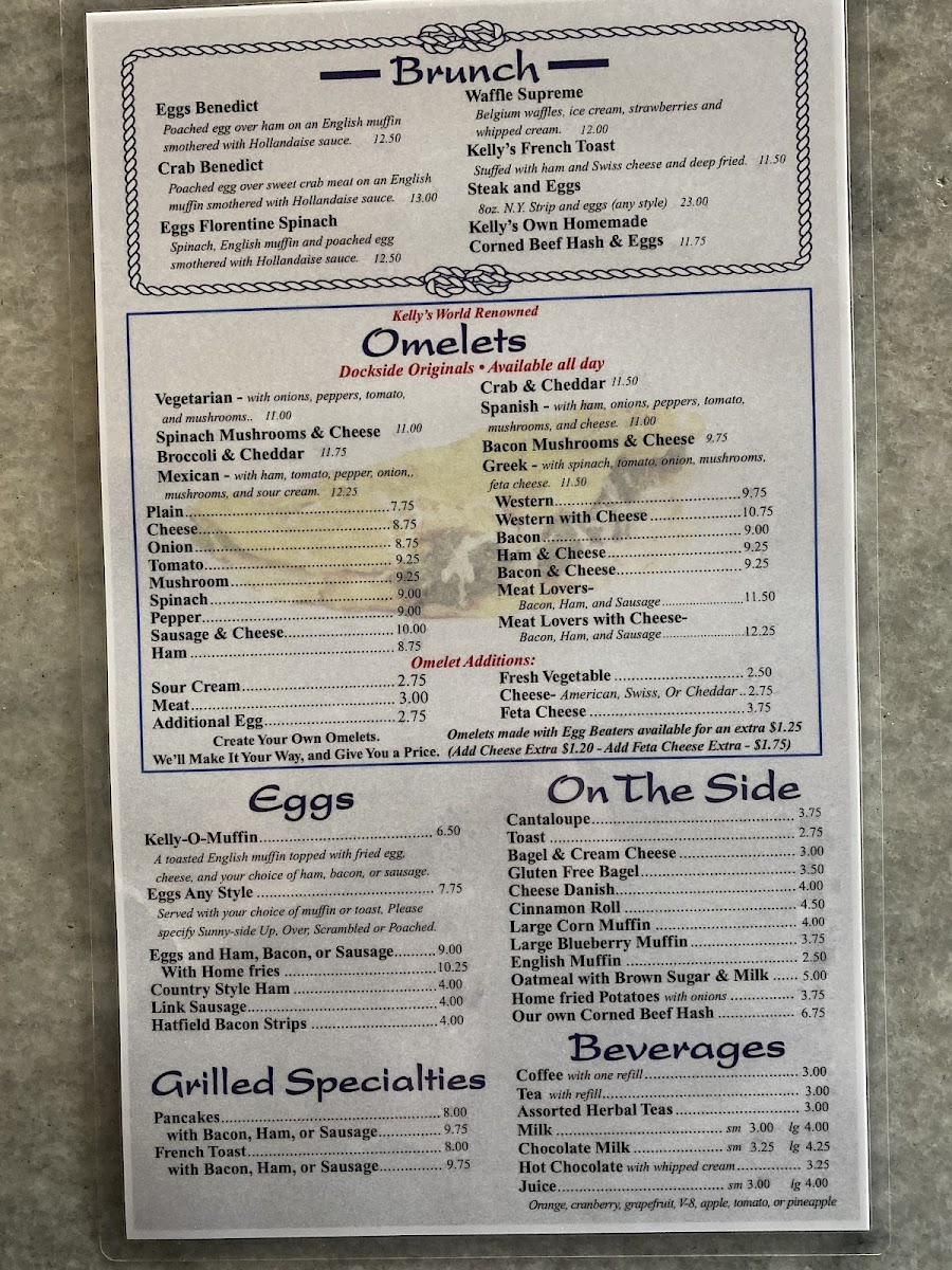Kelly's Dockside Cafe Photo Menu 1