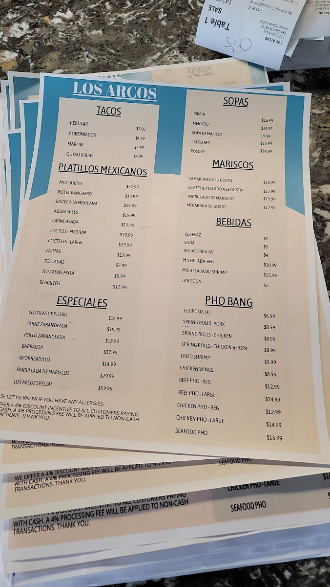 Los Arcos Restaurant Photo Menu 2