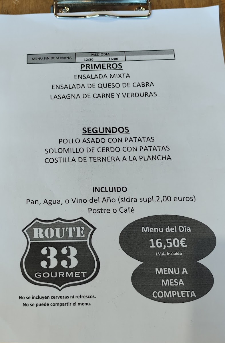 Route 33 Gourmet Photo Menu 2