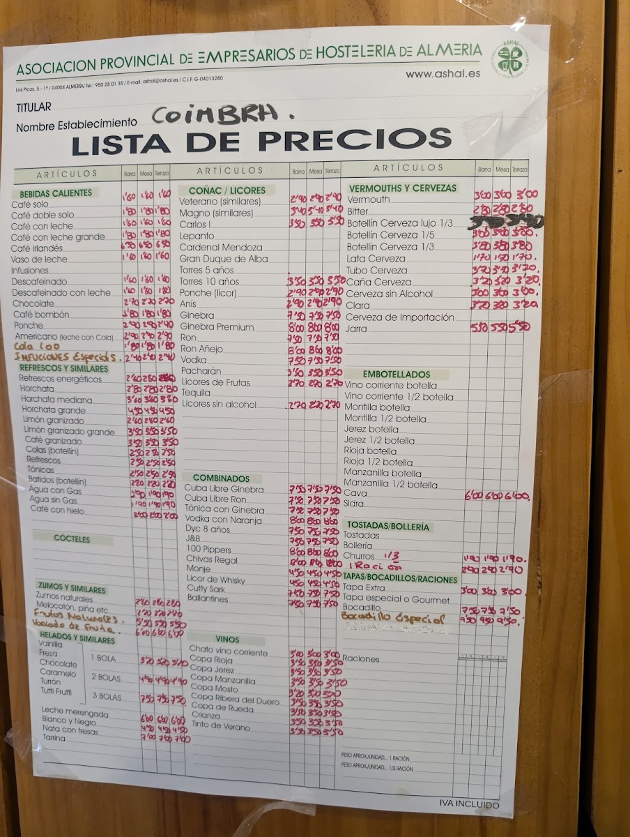 Cafetería Coimbra Photo Menu 1