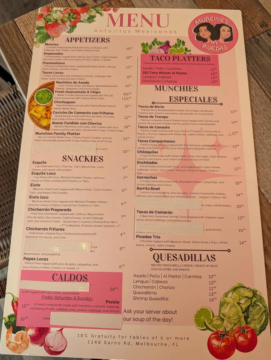 Munchies En Ruedas Photo Menu 1