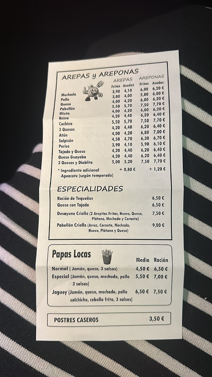 Bar Arepera El Jagüey Photo Menu 2