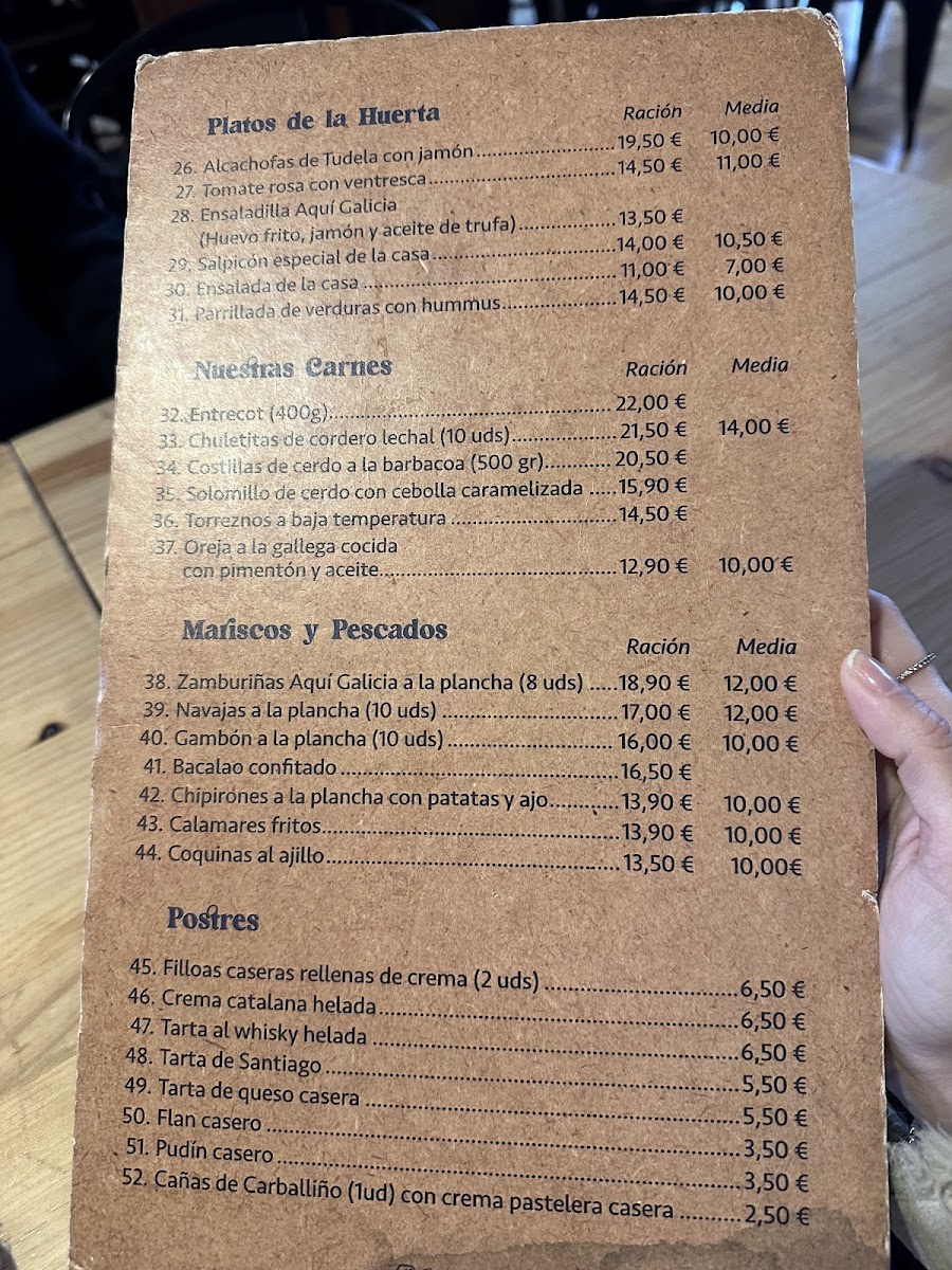 Aquí, Galicia Photo Menu 2