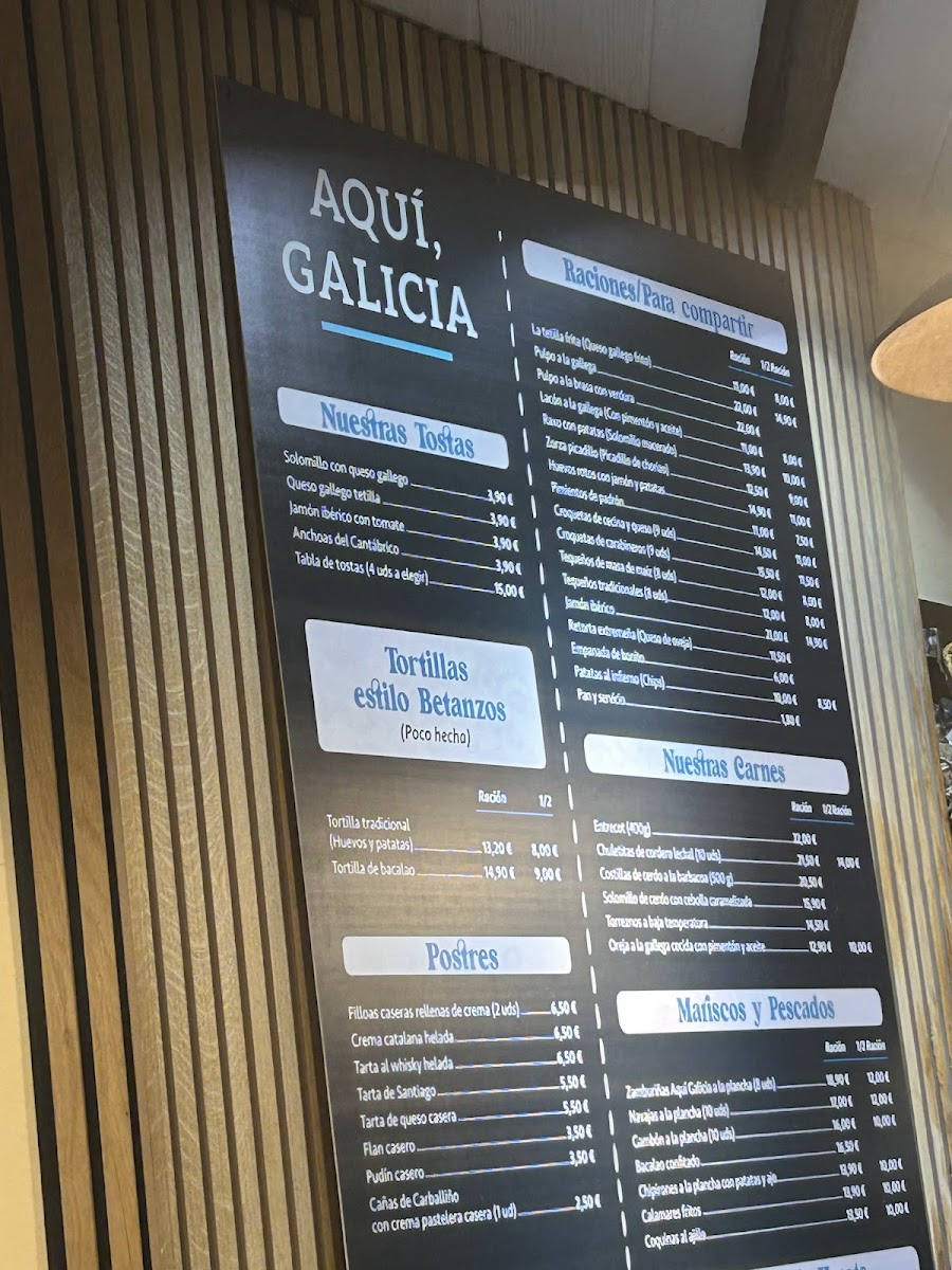 Aquí, Galicia Photo Menu 7