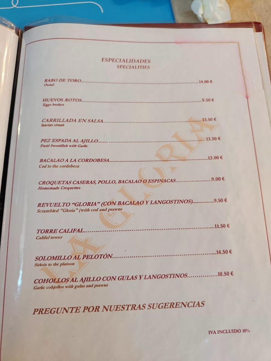 La Gloria Photo Menu 6