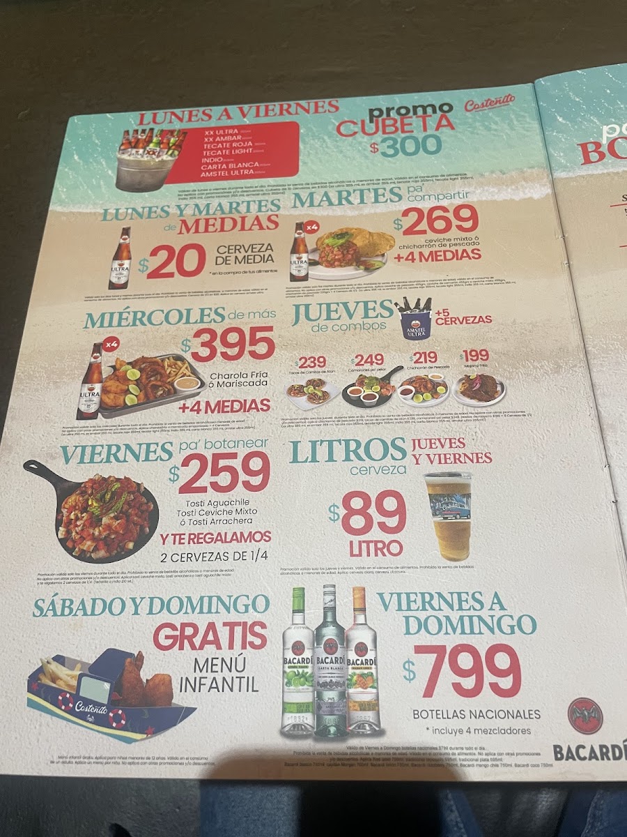 El Costeñito Photo Menu 2