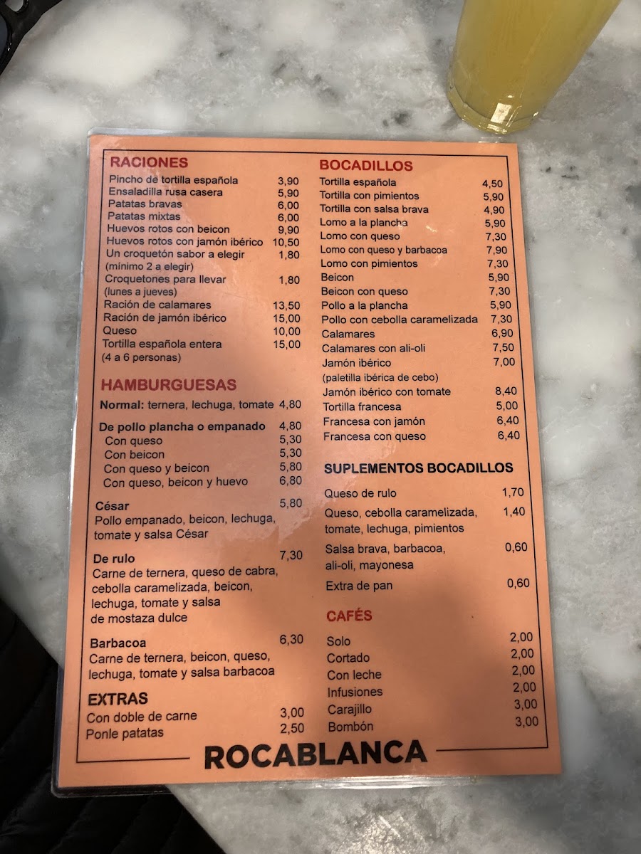 Cafetería Rocablanca Photo Menu 2