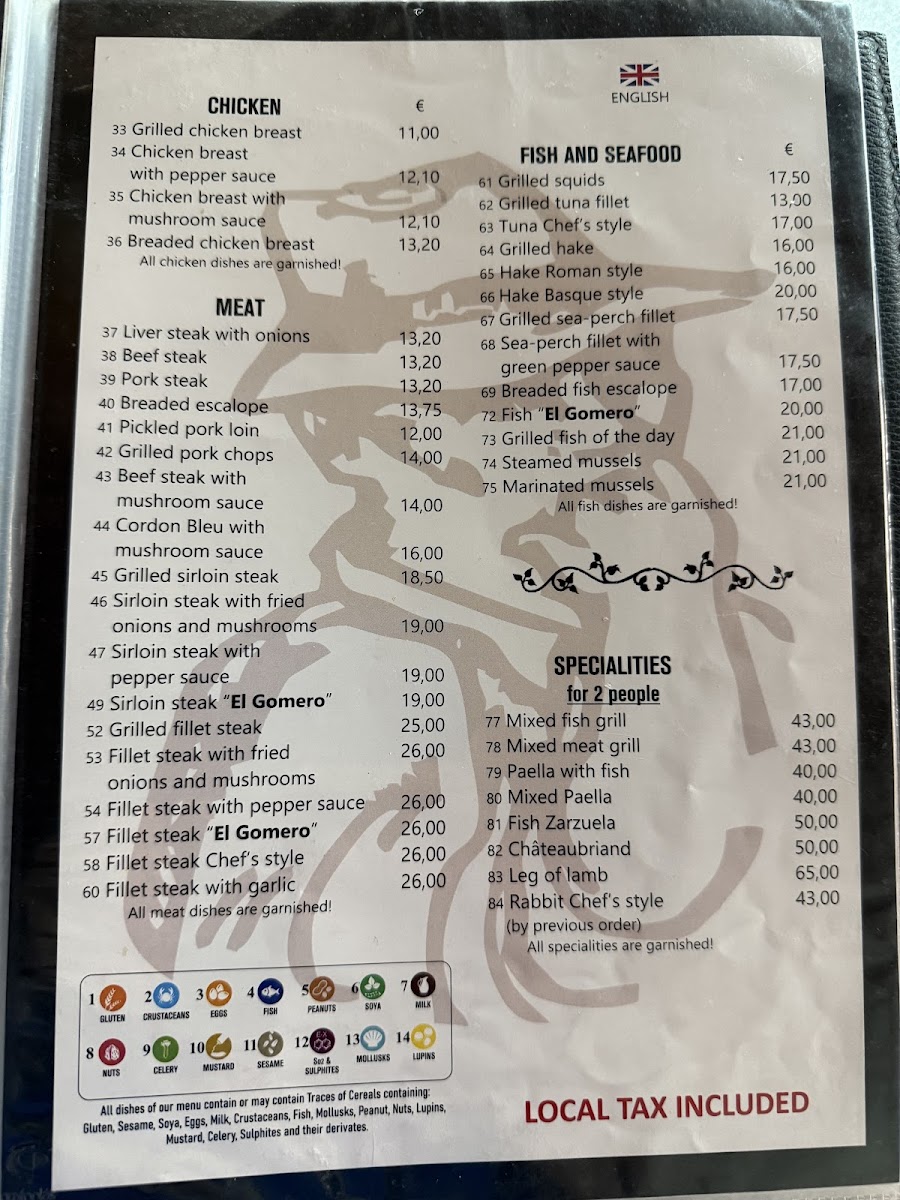 El Gomero Photo Menu 2