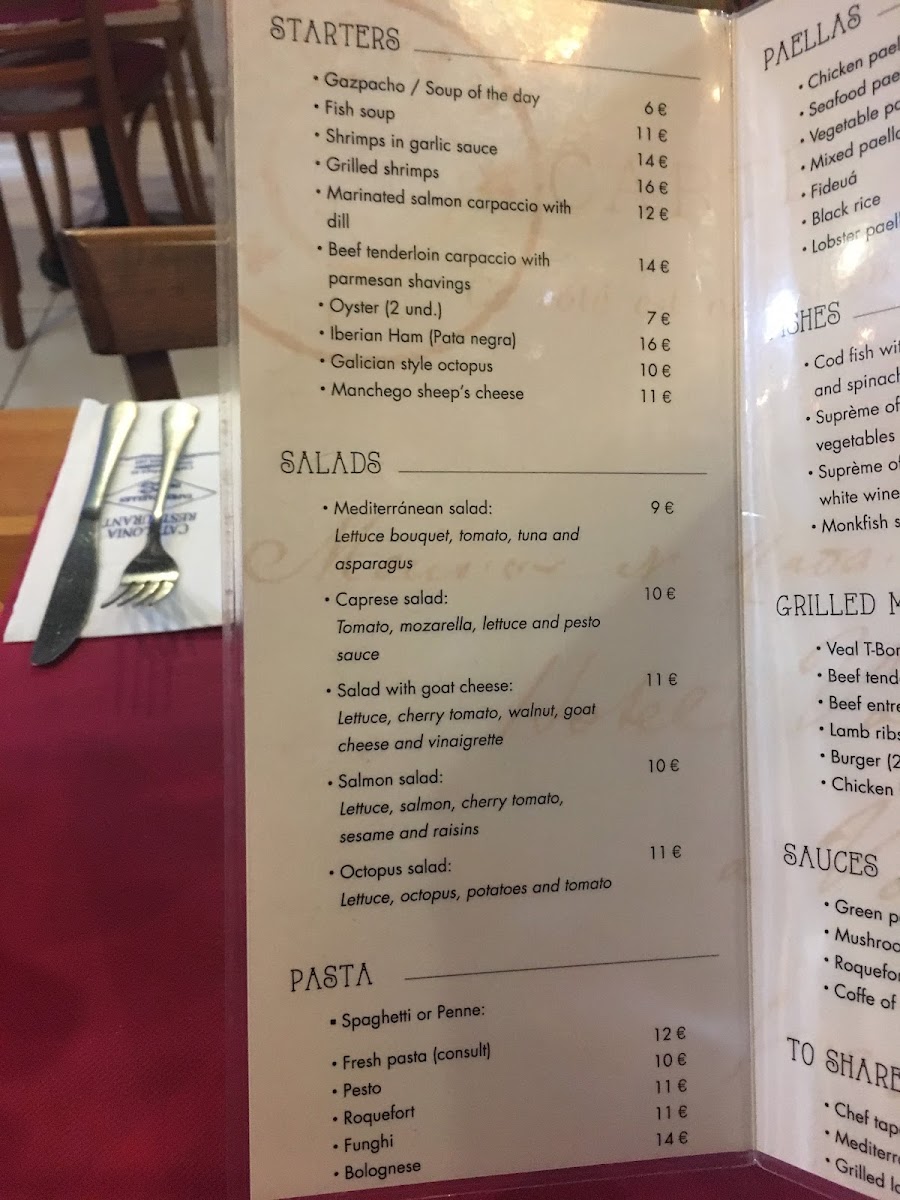 Catalunya Restaurant Photo Menu 10