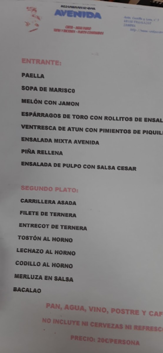 BAR RESTAURANTE AVENIDA Photo Menu 8
