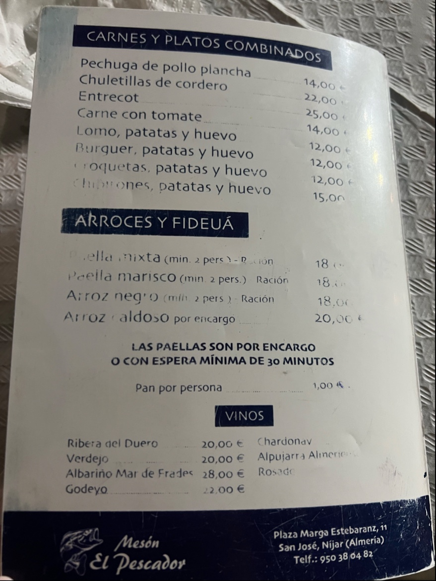 Mesón El Pescador Photo Menu 2