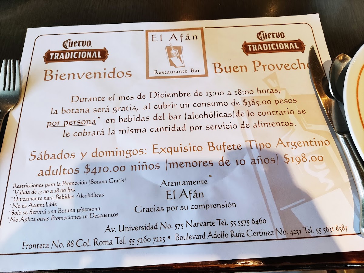 El Afán Restaurante Bar Photo Menu 9