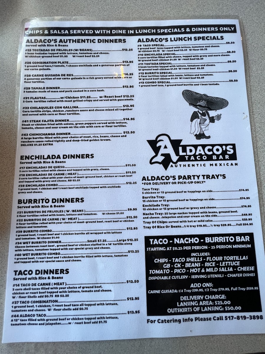 Aldaco's Taco Bar Photo Menu 1