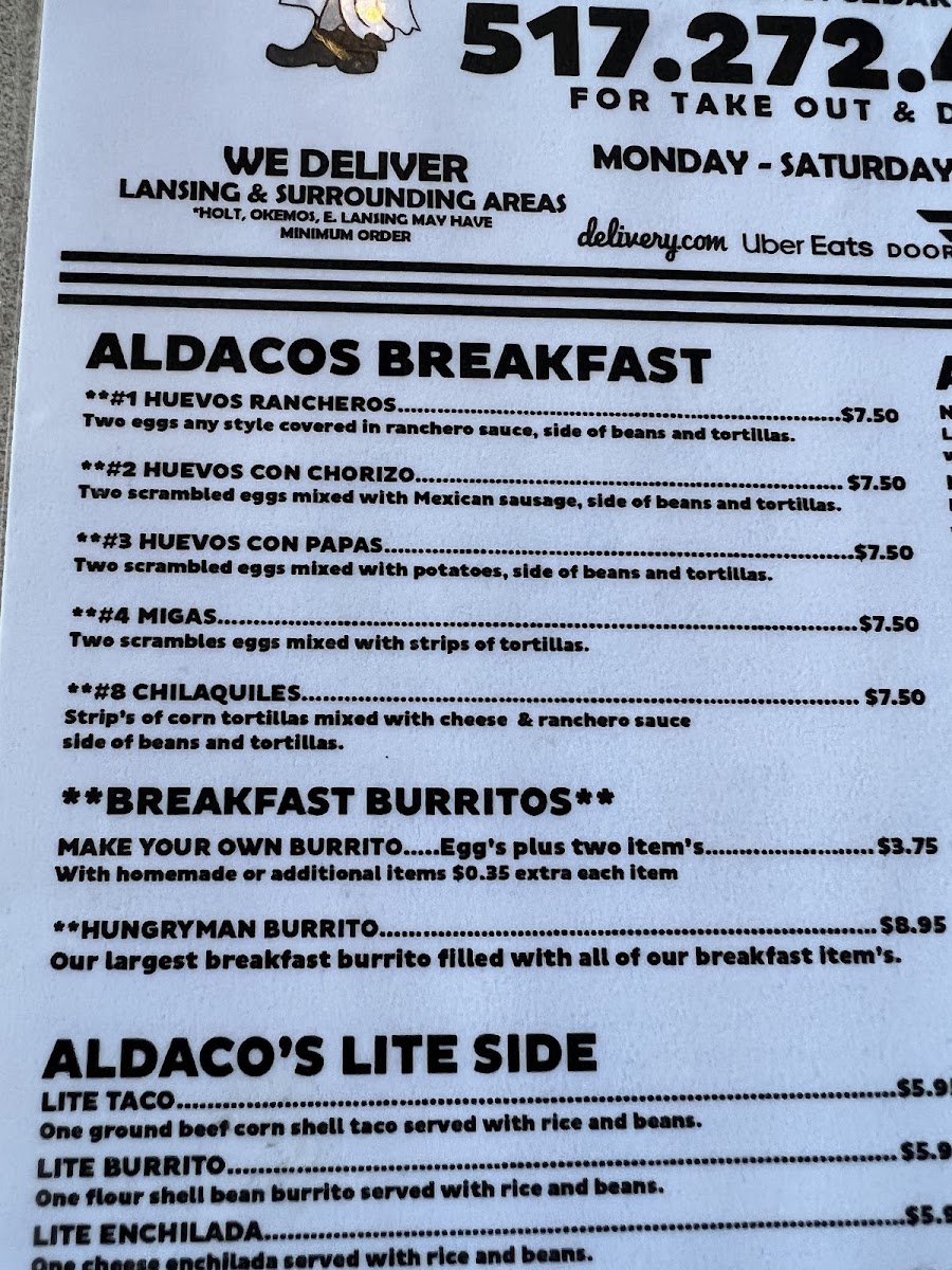 Aldaco's Taco Bar Photo Menu 6