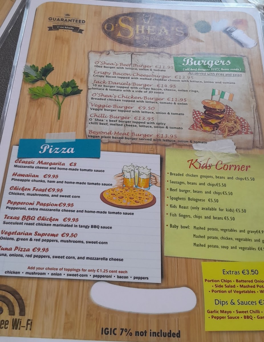 O´Sheas Irish Restaurant Photo Menu 7
