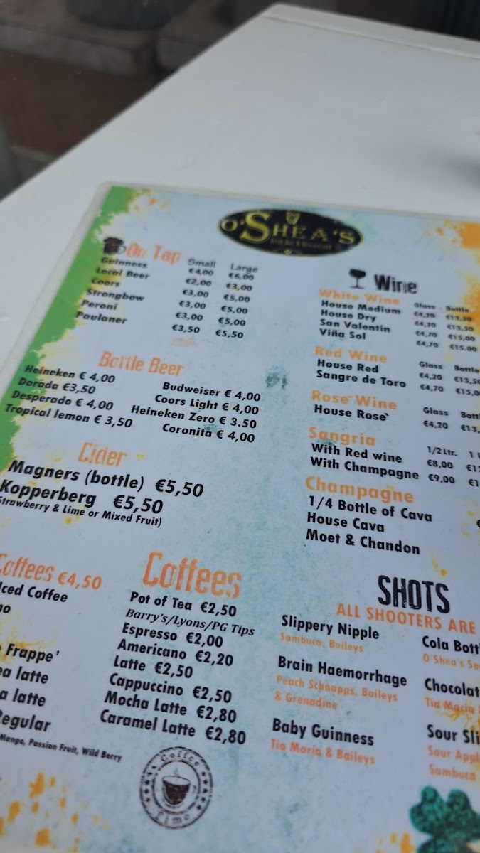 O´Sheas Irish Restaurant Photo Menu 8