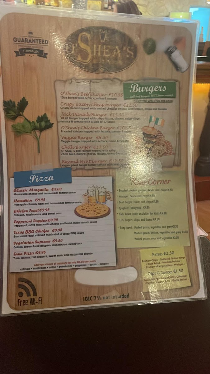 O´Sheas Irish Restaurant Photo Menu 9